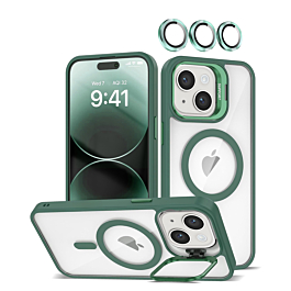 Transpalet Silicone case & Camera stand with Camera Lens - DARK GREEN for iPhone 13 / 14 (Only Ground Shipping)