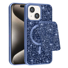 Magnetic Diamond Dual Layer Protection Case with Magnetic Card Slot (BLUE) for iPhone 13 / 14 (Only Ground Shipping)