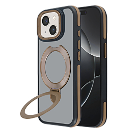 Matte Transparent Case with Wireless Charging Kickstand - DARK BROWN for iPhone 13 / 14 (Only Ground Shipping)