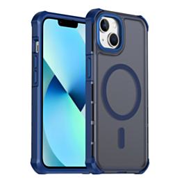 Dual Layer Electroplated Border Wireless Charging Case (DARK BLUE) for iPhone 13 / 14 (Only Ground Shipping)