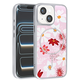 Dual Layer Flower Design Magsafe Cases - LIGHT PINK for iPhone 13 / 14 (Only Ground Shipping)