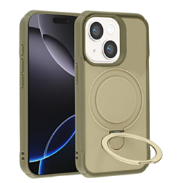 Shockproof Case with Magnetic Kickstand for iPhone 13 / 14 / 16e / 17e (KHAKI) (Only Ground Shipping)