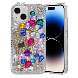 Crystal Flower Perfume Silicone Hard Case - MIX COLORS for iPhone 13 / 14 (Only Ground Shipping)