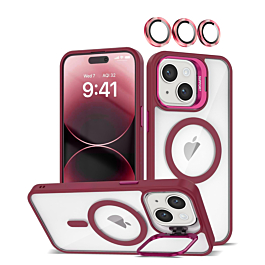 Transpalet Silicone case & Camera stand with Camera Lens - WINE for iPhone 13 / 14 (Only Ground Shipping)