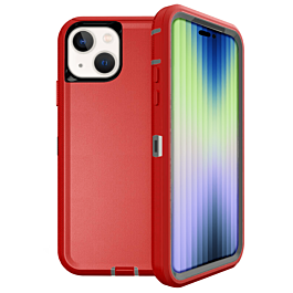 Heavy Duty Case for iPhone 14 Plus / 15 Plus (RED & GRAY) (Only Ground Shipping)