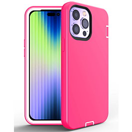 Silicone Design Heavy Duty Case - PINK for iPhone 14 Pro (Only Ground Shipping)