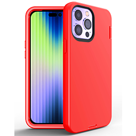 Silicone Design Heavy Duty Case - RED for iPhone 14 Pro Max (Only Ground Shipping)