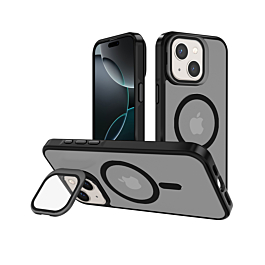 Slim Transparent Camera Stand Case with Wireless Charging - BLACK for iPhone 13 / 14 (Only Ground Shipping)