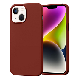 Soft Solid Silicone Case (Full Buttom Cover) - DARK RED for iPhone 13 / 14 / 16e / 17e (Only Ground Shipping)