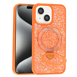 Sparkle Luxury Slim Case with Magnetic Kickstand for iPhone 13 / 14 / 16e / 17e (ORANGE) (Only Ground Shipping)