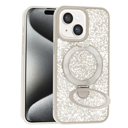 Sparkle Luxury Slim Case with Magnetic Kickstand for iPhone 13 / 14 / 16e / 17e (WHITE) (Only Ground Shipping)