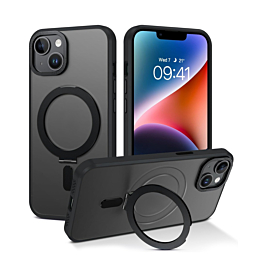 Carbon Wireless Charging Case with Ring Stand - BLACK for iPhone 14 / 13 (Only Ground Shipping)