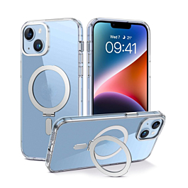 Carbon Wireless Charging Case with Ring Stand - CLEAR for iPhone 14 / 13 (Only Ground Shipping)