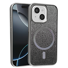 Thin Wireless Charging Bling Diamond Crystal Case - BLACK for iPhone 13 / 14 (Only Ground Shipping)