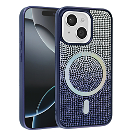 Wireless Charging Bling Diamond Crystal Case - BLUE for iPhone 13 / 14 (Only Ground Shipping)