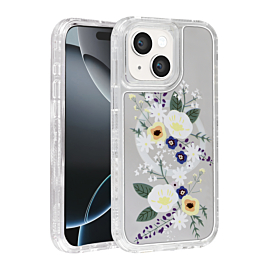 Flower Design Transparent Case with Wireless Charger - Style 3 for iPhone 13 / 14 (Only Ground Shipping)