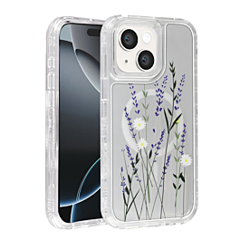 Flower Design Transparent Case with Wireless Charger - Style 4 for iPhone 13 / 14 (Only Ground Shipping)