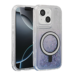 Wireless Charging Protective Glitter Liquid Bumper Case - BLUE for iPhone 13 / 14 (Only Ground Shipping)