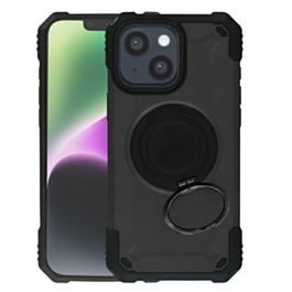 Hybrid Tuff Case with Magnetic Kickstand (BLACK) for iPhone 13 / 14 / 16E / 17E (Only Ground Shipping)