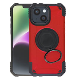 Hybrid Tuff Case with Magnetic Kickstand (RED) for iPhone 13 / 14 / 16E / 17E (Only Ground Shipping)