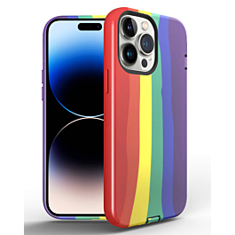 Thinner Heavy Duty Rainbow Case - RED for iPhone 14 Pro (Only Ground Shipping)