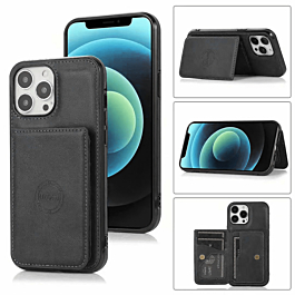 Leather Pocket Wallet Case - BLACK for iPhone 14 Pro (Only Ground Shipping)