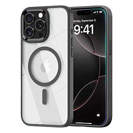 Shiny Magnetic Clear Cases -BLACK for iPhone 14 Pro Max  (Only Ground Shipping)