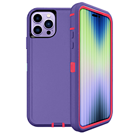 Heavy Duty Case for iPhone 14 Pro Max (DARK PURPLE & PINK) (Only Ground Shipping)