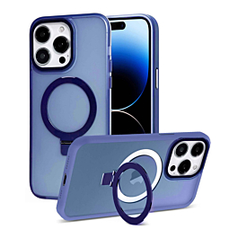 Carbon Wireless Charging Case with Ring Stand - DARK BLUE for iPhone 14 Pro Max (Only Ground Shipping)