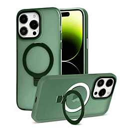 Carbon Wireless Charging Case with Ring Stand - GREEN for iPhone 14 Pro Max (Only Ground Shipping)
