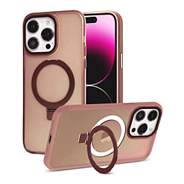 Carbon Wireless Charging Case with Ring Stand - PINK for iPhone 14 Pro Max (Only Ground Shipping)