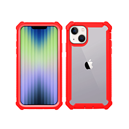 3in1 Hybrid Clear Soft TPU Hard PC Back Cover Case - RED for iPhone 14 / 13 (Only Ground Shipping)