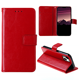 Leather Wallet Case with Card Slot - RED for iPhone 14 / 13 (Only Ground Shipping)
