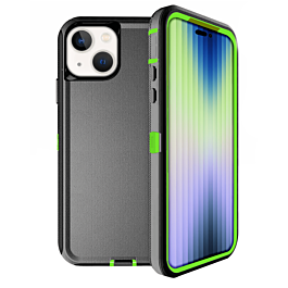 Heavy Duty Case for iPhone 14 / 13 (BLACK & GREEN) (Only Ground Shipping)