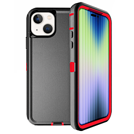 Heavy Duty Case for iPhone 14 / 13 (BLACK & RED) (Only Ground Shipping)