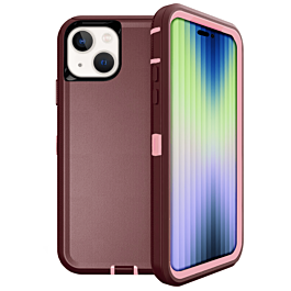 Heavy Duty Case for iPhone 14 / 13 (MAROON & PINK) (Only Ground Shipping)
