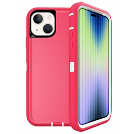 Heavy Duty Case for iPhone 14 / 13 (HOT PINK & WHITE) (Only Ground Shipping)