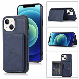 Leather Pocket Wallet Case - BLUE for iPhone 13 / 14 / 16e / 17e (Only Ground Shipping)