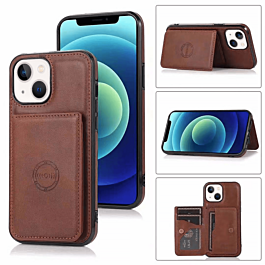 Leather Pocket Wallet Case - BROWN for iPhone 13 / 14 / 16e / 17e (Only Ground Shipping)