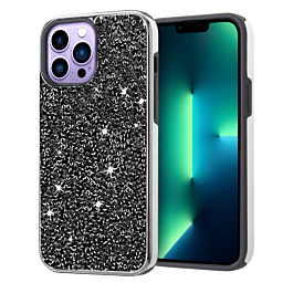 Bling Diamond Dual Layer Protection Case - BLACK for iPhone 14 Pro (Only Ground Shipping)
