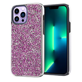 Bling Diamond Dual Layer Protection Case - PINK for iPhone 14 Pro (Only Ground Shipping)