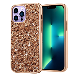 Bling Diamond Dual Layer Protection Case - ROSE GOLD for iPhone 14 Pro (Only Ground Shipping)