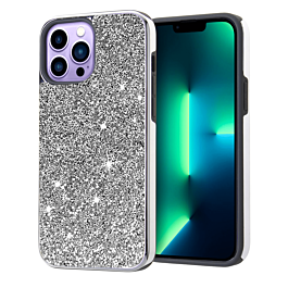 Bling Diamond Dual Layer Protection Case - SILVER for iPhone 14 Pro (Only Ground Shipping)