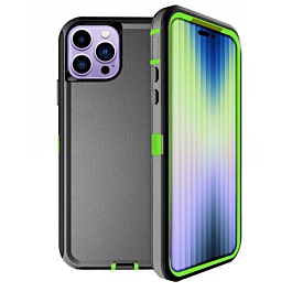 Heavy Duty Case for iPhone 14 Pro Max (BLACK & GREEN) (Only Ground Shipping)