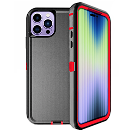 Heavy Duty Case for iPhone 14 Pro (BLACK & RED) (Only Ground Shipping)