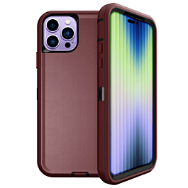 Heavy Duty Case for iPhone 14 Pro (MAROON & BLACK) (Only Ground Shipping)