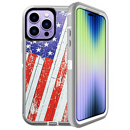Heavy Duty Case for iPhone 14 Pro (US FLAG) (Only Ground Shipping)