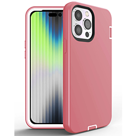 Silicone Design Heavy Duty Case - PINK for iPhone 14 Pro Max (Only Ground Shipping)