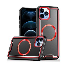 Non-Slip Translucent Matte Wireless Charging Case (BLACK & RED) for iPhone 14 Pro Max (Only Ground Shipping)