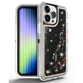Protective Glitter Liquid Bumper Case - BLACK for iPhone 14 Pro (Only Ground Shipping)